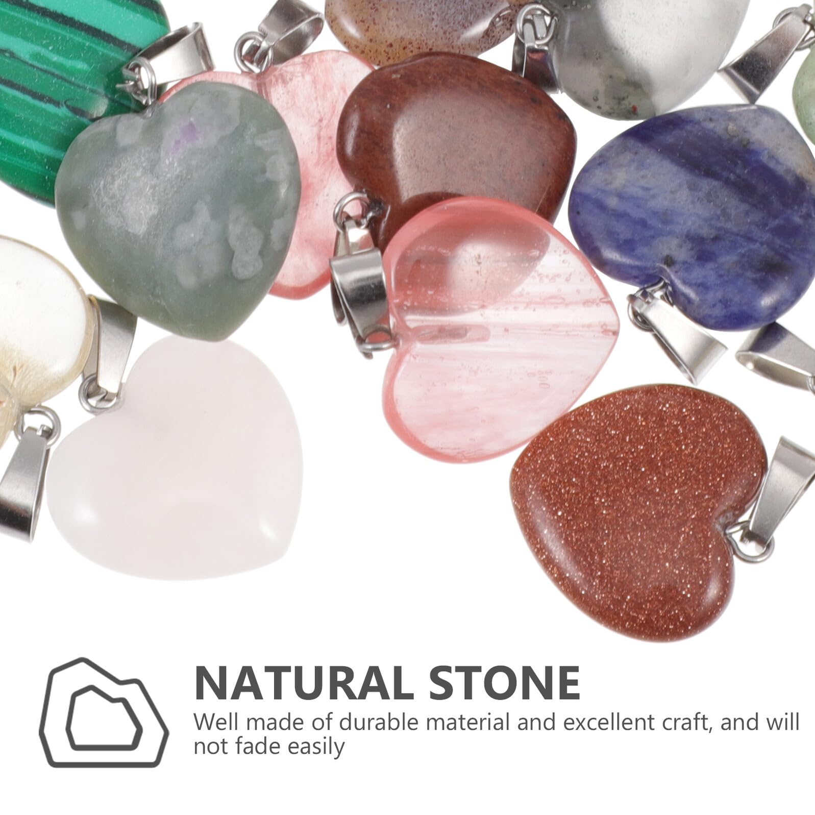 40 Pendentifs de Cœur en Pierres Naturelles Multicolores, 40 Pièces pour Fabrication de Bijoux Diy, Accessoires pour Bracelets et Boucles D'oreilles, Breloques pour Création