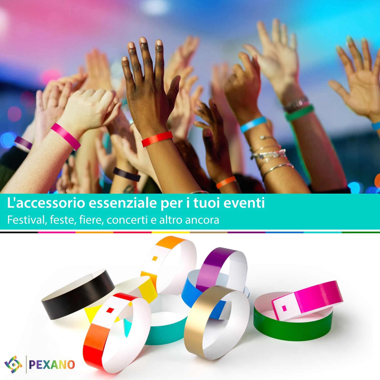 Braccialetti Carta Eventi 1000 Pezzi Colorati per Feste Discoteca Concerto - Braccialetti Identificativi Bambini