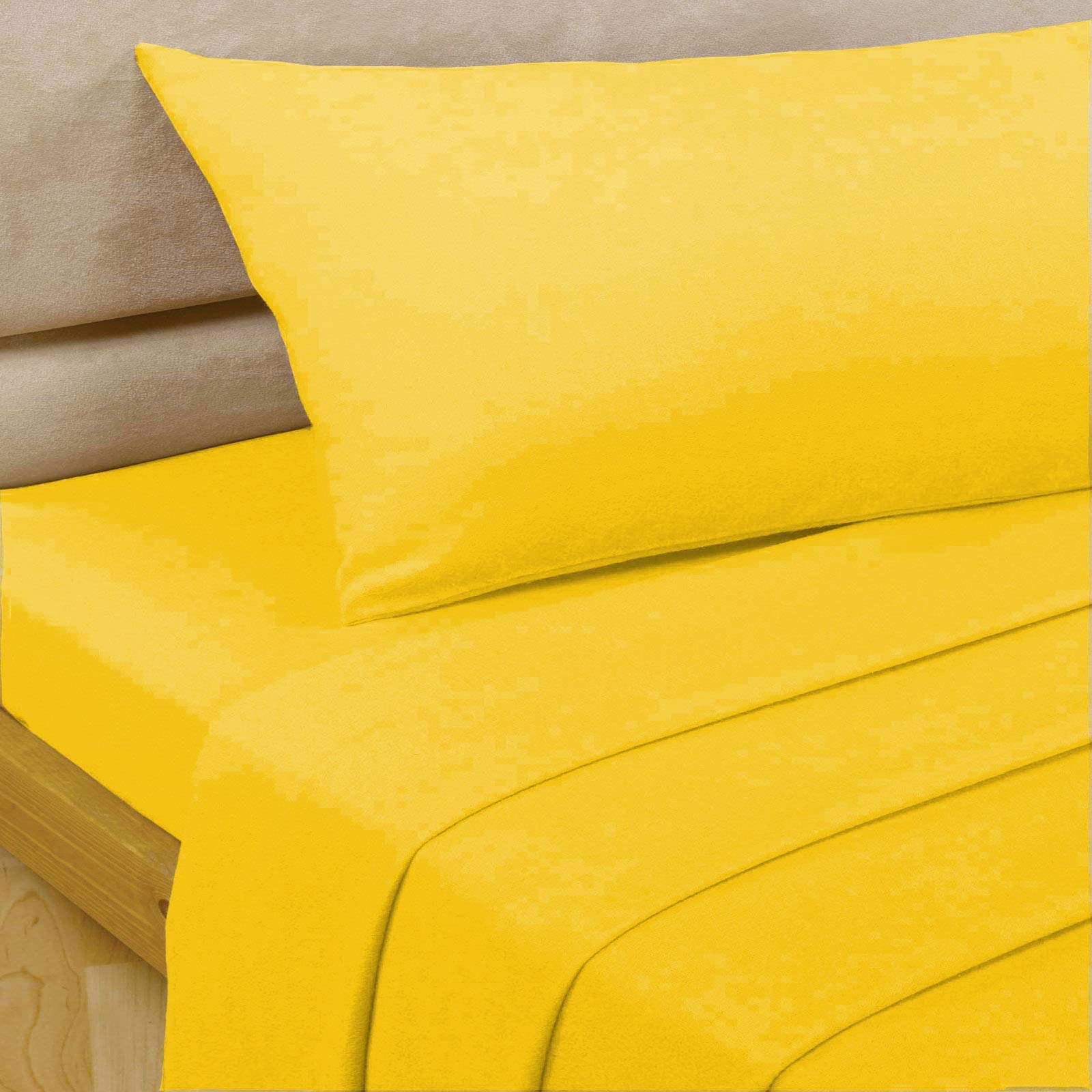 Lawrance Caprino Percale Cotton Deep 30cm Fitted Sheets Bed Sheet Single Double King Super Soft (Double, Mustard)