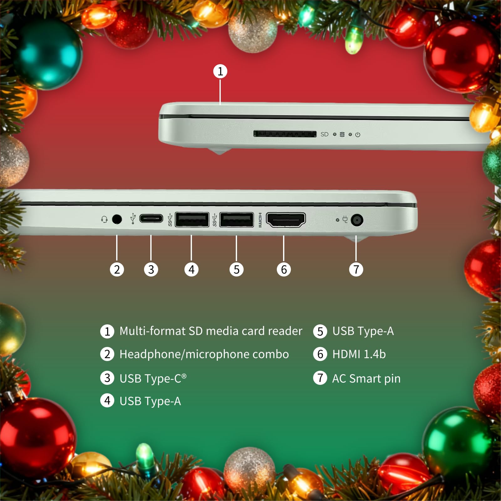 HP 14" Laptop 2025 Business Student Slim Computer, 1-Y Office 365, Copilot AI, Quad-Core Intel CPU, 16GB RAM, 128GB UFS & 256GB SD Card, JQ2XzAccessory, Wi-Fi 6, Win 11 Pro, Green