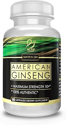 Miniatura 2 de Actif Ginseng americano - 100% auténtico ginseng de 10 años, sin OMG, 500 mg - Fabricado en Estados Unidos