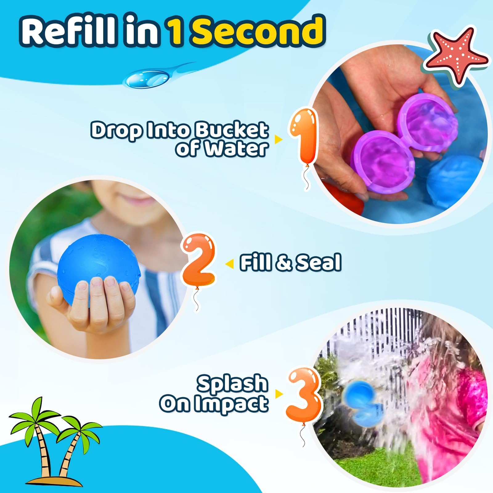 SOPPYCID Reusable Water Bomb Balloons, Latex-Free Silicone Water Ball with Mesh Bag, Soft Silicone Water Splash Ball, Best Gift for Kids(6Pcs)