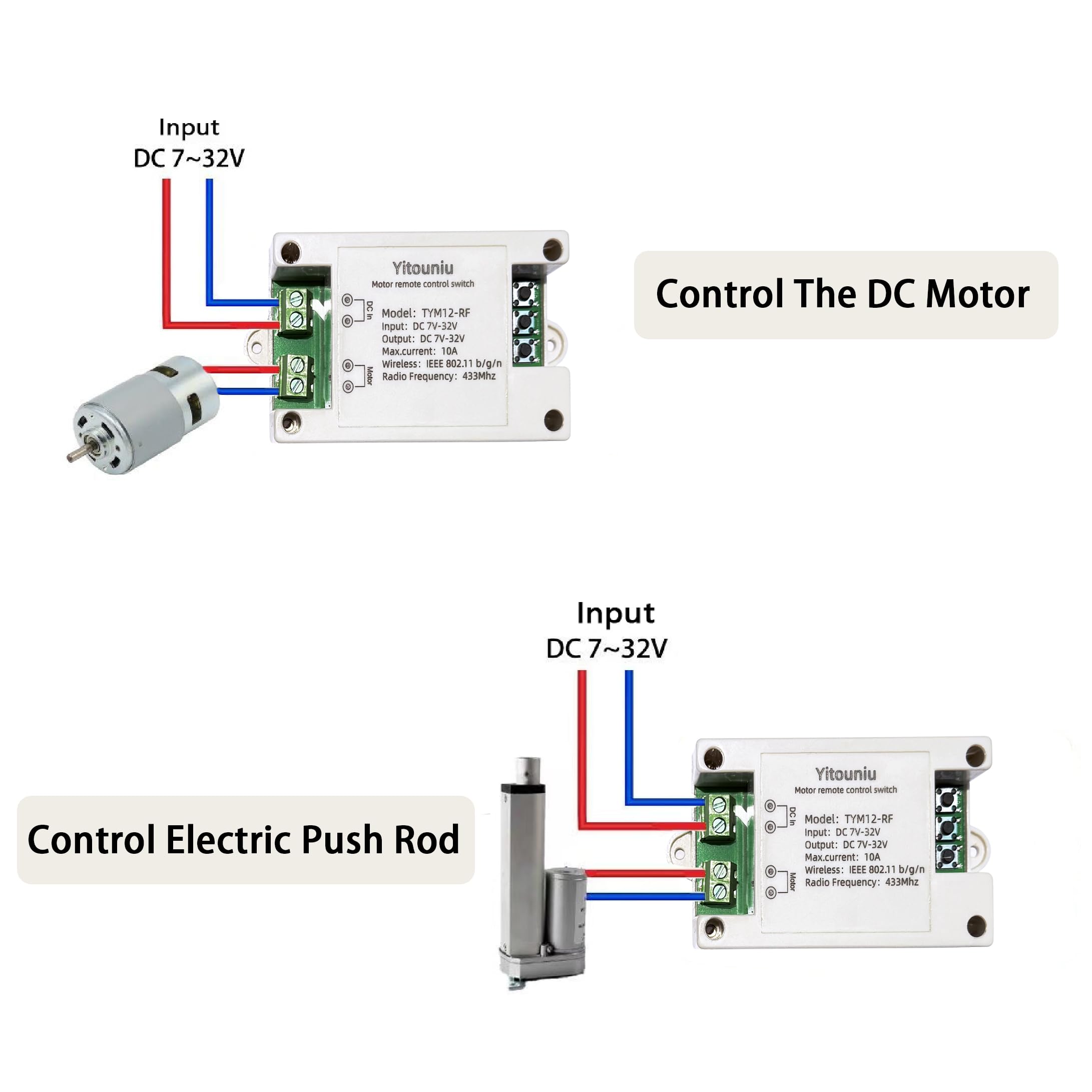 Tuya10A DC 7-32V WiFi/Bluetooth Motorsteuerung, Wendeschalter mit Timer und Sprachsteuerung für Elektrische Aktuatoren, Smart Home (Kompatibel mit Alexa)