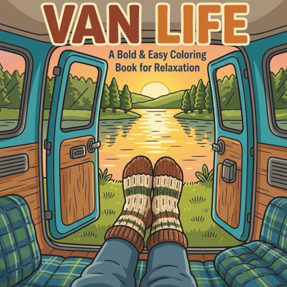 Van Life: A Bold & Easy Coloring Book for Relaxation: Cute and Cozy Camping Scenes, Tiny Living Interiors, and Simple Nature Landscapes for Adults, Seniors, and Beginners (Stress Relief & Mindfulness)