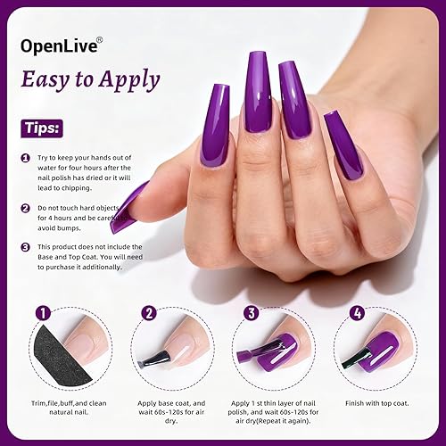 Miniatura 6 de 18ml Esmalte de uñas morado de gran volumen de secado rápido, esmalte de uñas de secado rápido y de larga duración para arte de uñas mate DIY,