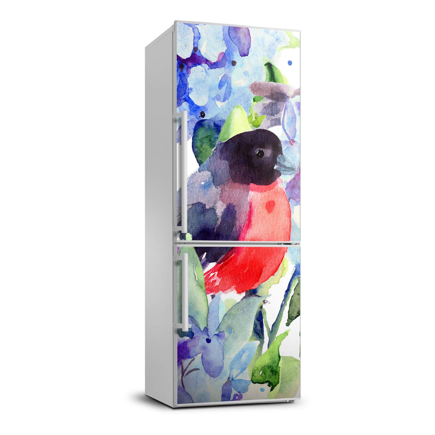 Sticker Réfrigérateur Oiseaux et Fleurs pour une Cuisine Lumineuse et Naturelle