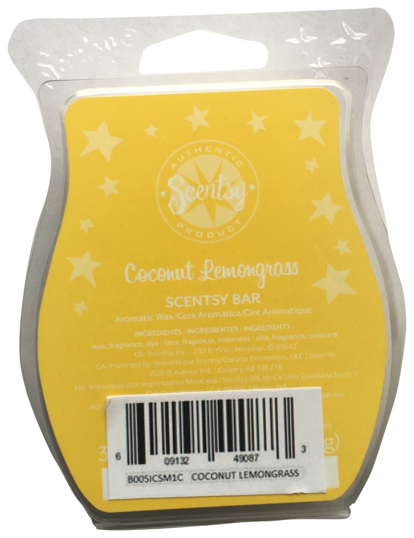 ScentsyCoconut Lemongrass Bar Wickless Candle Tart Warmer Wax, 3.2 fl. oz.