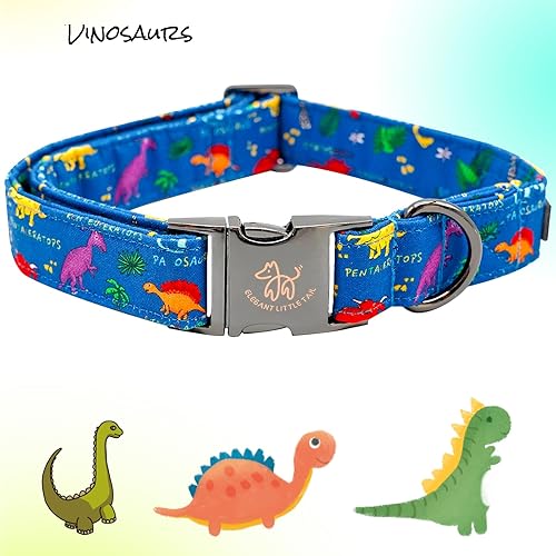 Miniatura 5 de Elegant little tail - Collar ajustable para mascotas, lindo y duradero, diseño de dinosaurios en color azul, regalo para perro macho o hembra de