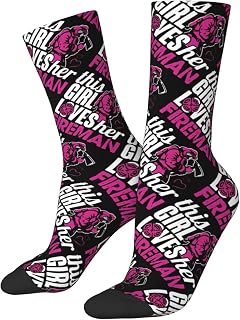 IUBBKI Trainer Socks This Girl Loves Her Fireman Running Socks Soft Hiking Walking Socks Anti Sweat Work Trekking Work Socks 40Cm