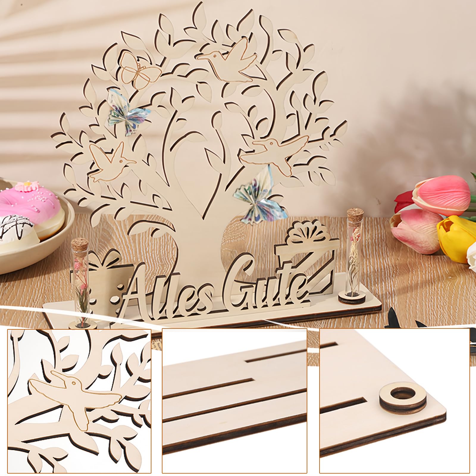 Arbre à Argent En Bois Naturel - Cadeau Original Pour Mariage, Anniversaire Ou Décoration Intérieure