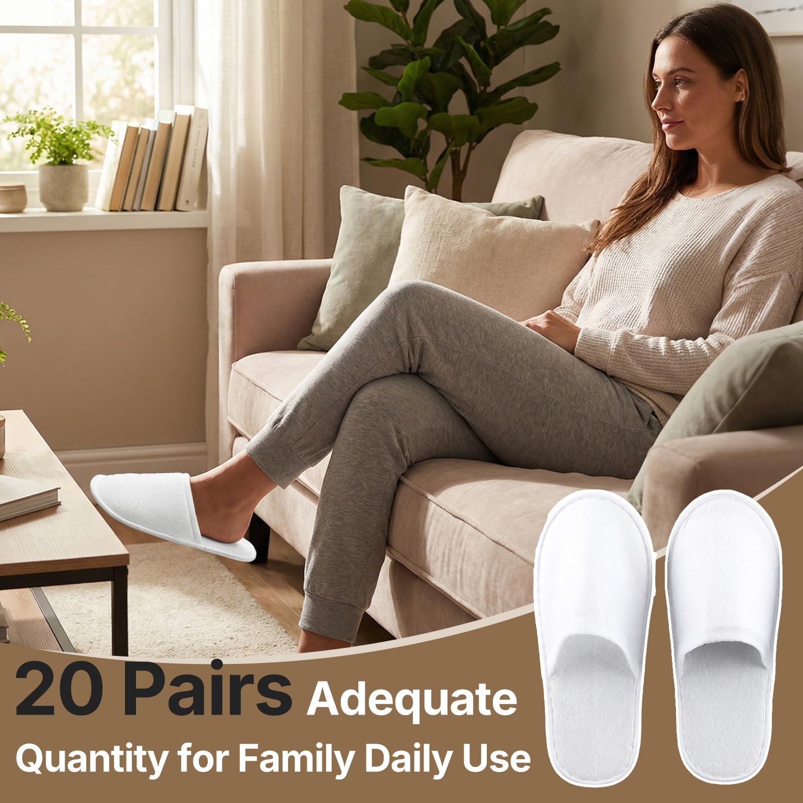 Xerteam 20 Paia Ciabatte Ospitidi, Pattine per Casa, Pantofole da Hotel, Taglia Universale, Unisex, Antiscivolo, Lavabili, Set di Pantofole per Ospiti per Viaggi in Hotel e Spa