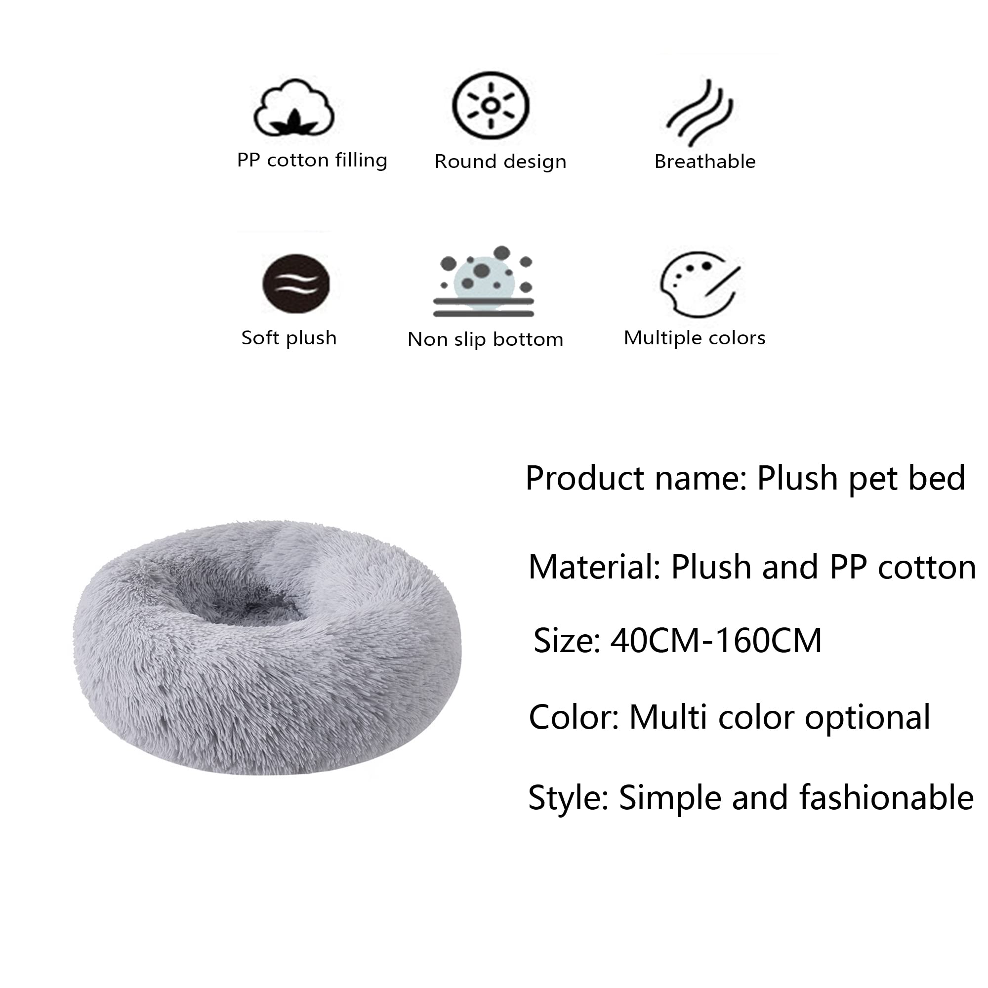 Cama redonda de felpa para gatos y perros, cama calmante para mascotas, suave y esponjosa, cojín para sofá de gato, tapete de cojín para cachorros, cama redonda para mascotas pequeña mediana grande,