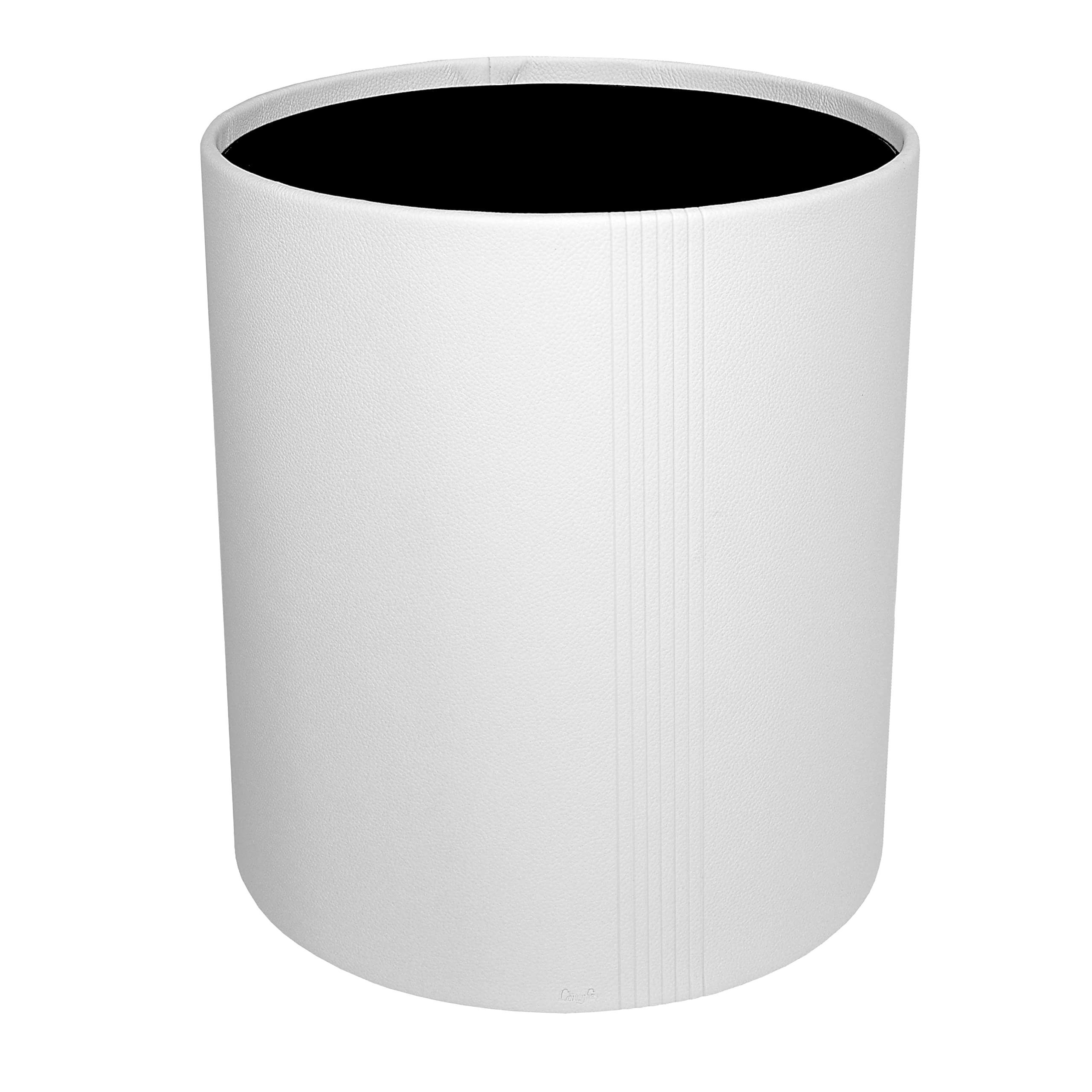 Corbeille à papier Läufer en cuir blanc pour un bureau scandinave épuré