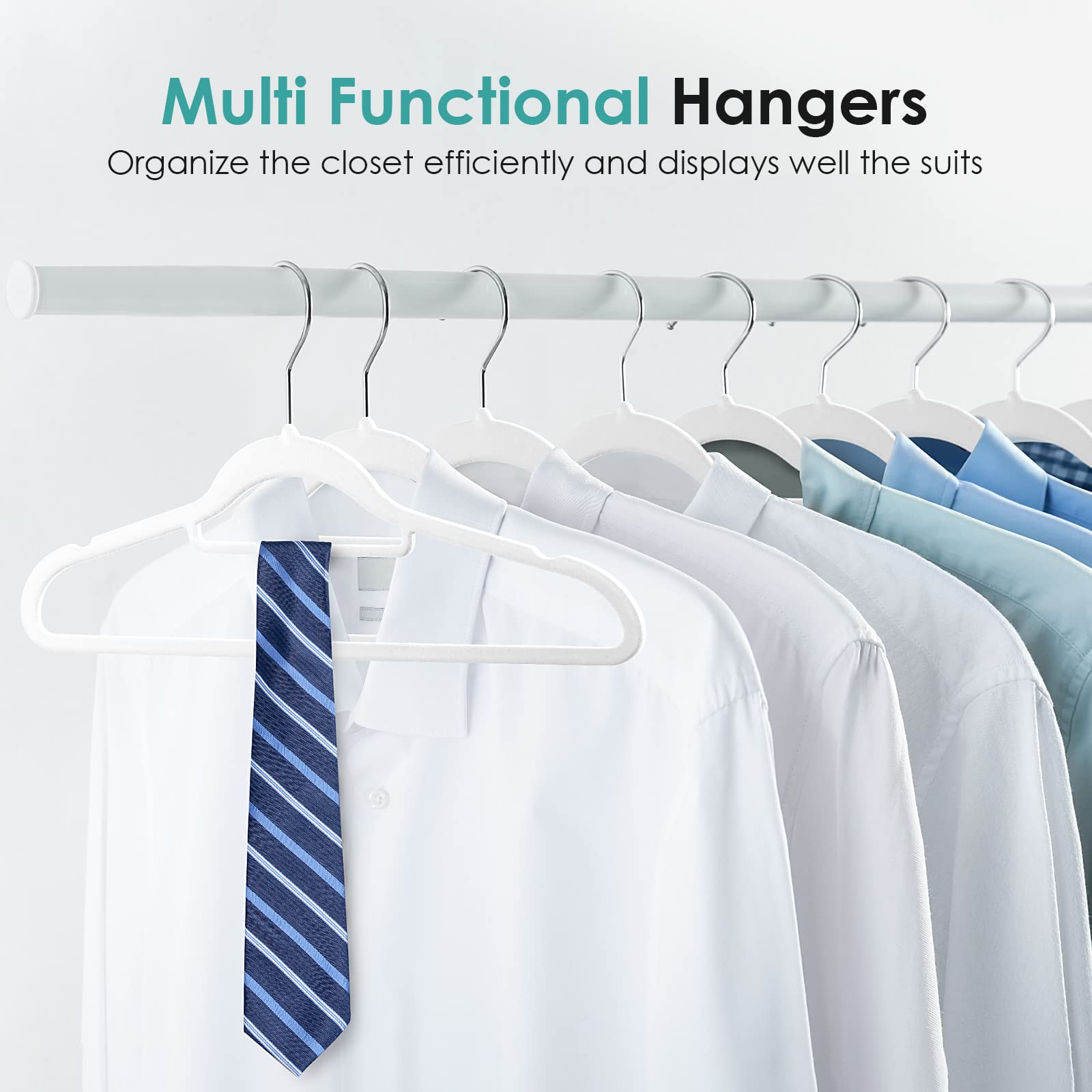 Velvet Hangers Non Slip Felt Hangers, DUDUCOFU 30 Pack White Velvet Hangers Clothes Hangers Space Saving Slim Hangers with 360 Degree Swivel Hook for Suits Coats, Jackets, Pants, and Dress Clothes