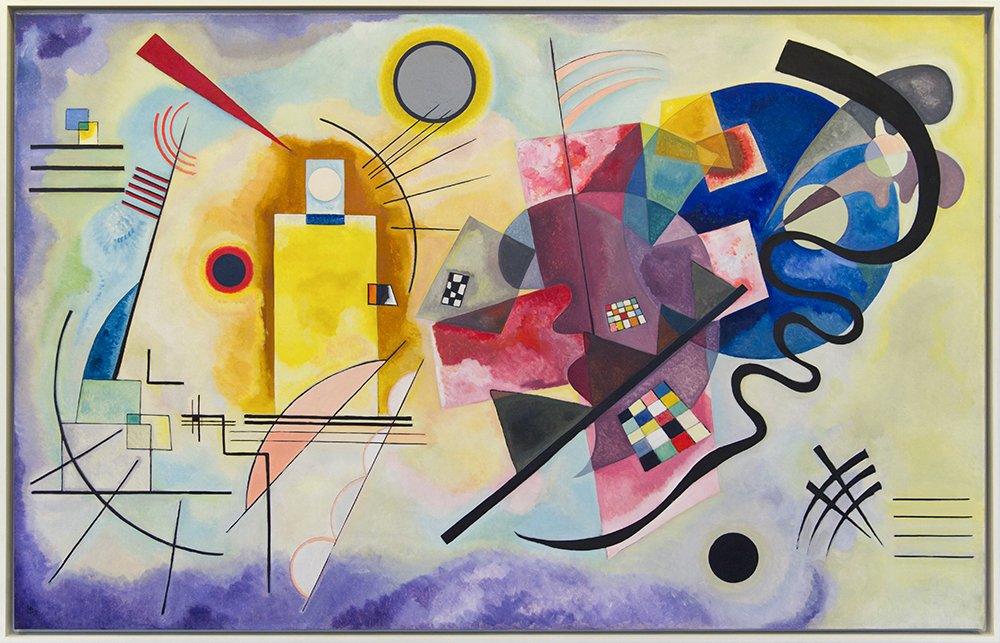 Impression Jaune Rouge Bleu Kandinsky grand format cadre noir élégant