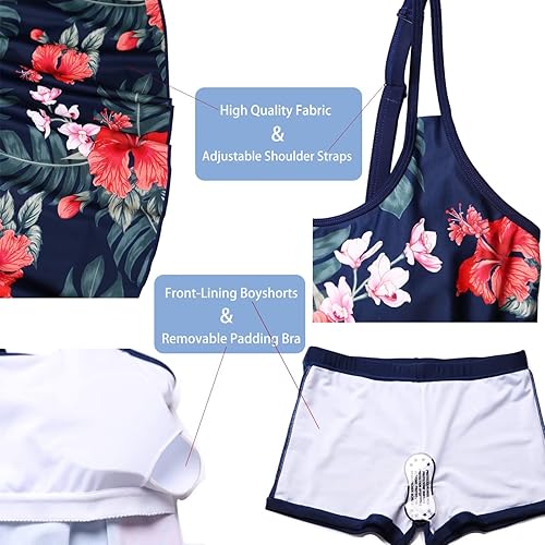 Miniatura 4 de Trajes de baño para mujer, tankini para dos piezas, blusa sin mangas con pantalones cortos