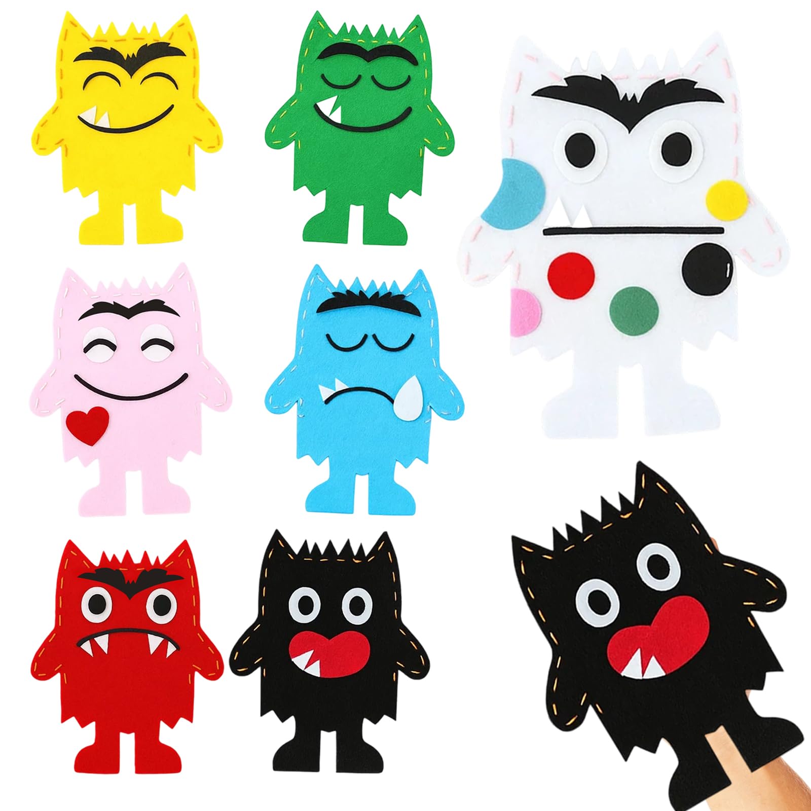 Colour Monster Plush Toys, 7PCS The Colour Monster Emotional Learning Plush Dolls for Kids, Worry Teaching Aid for Preschool Education, Party Favors, 17x21cm Non-Woven Fabric