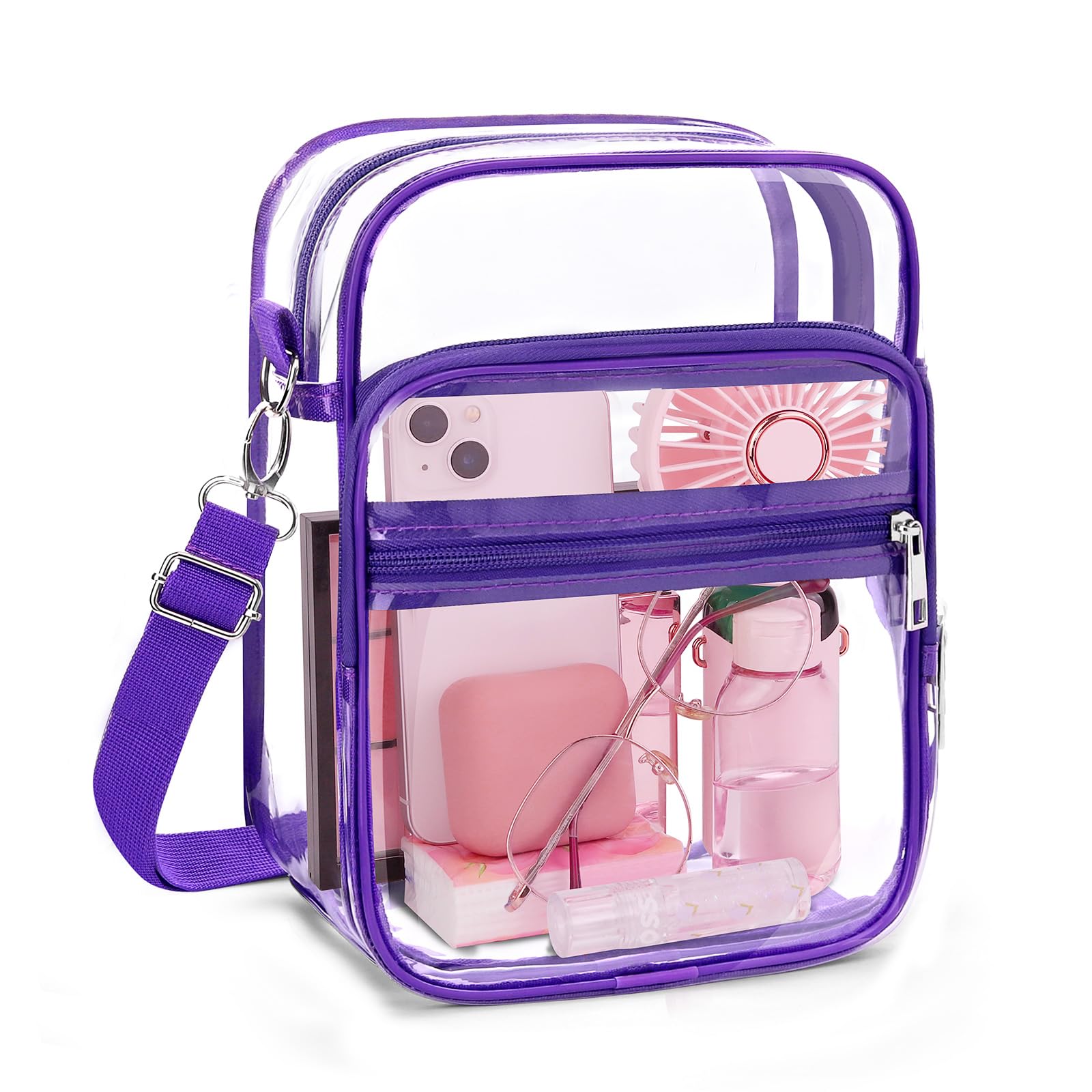Blvornl Clear Crossbody Bag with Adjustable Shoulder Strap, Stadium Approved PVC Purse Bag, Messenger Bag