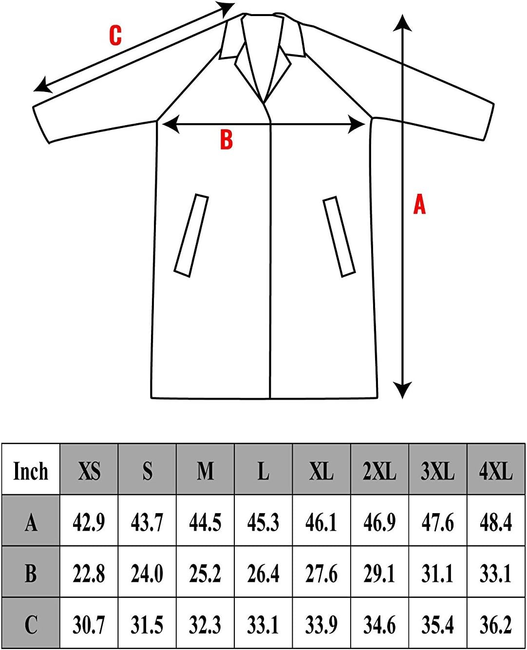RK Safety RC-PP-NVY44 Navy PVC Polyester Trench Rain Long Coat With Hoodie(Navy, 2XL) : Tools & Home Improvement