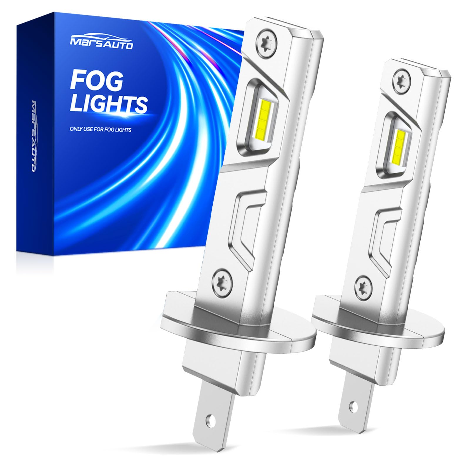 Photo 1 of Marsauto H1 Fog Light Bulb, 600% High Bright H1 Fog Lights, 6500K White Strong Penetration, 60000 HRS+ Lifespan, Upgraded 1:1 Mni Size Led Bulb for Car, Truck, SUV, Side Marker & Parking Light Combos