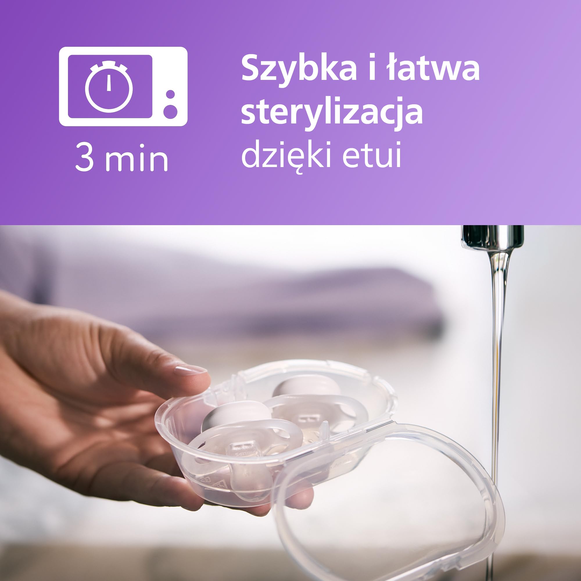 Philips Avent Ultra Start Nighttime, smoczki ortodontyczne dla noworodków w wieku od 0 do 2 miesięcy, świecą w ciemności, silikonowy, bez BPA, ze sterylizatorem/etui, 2 sztuki, SCF075/07
