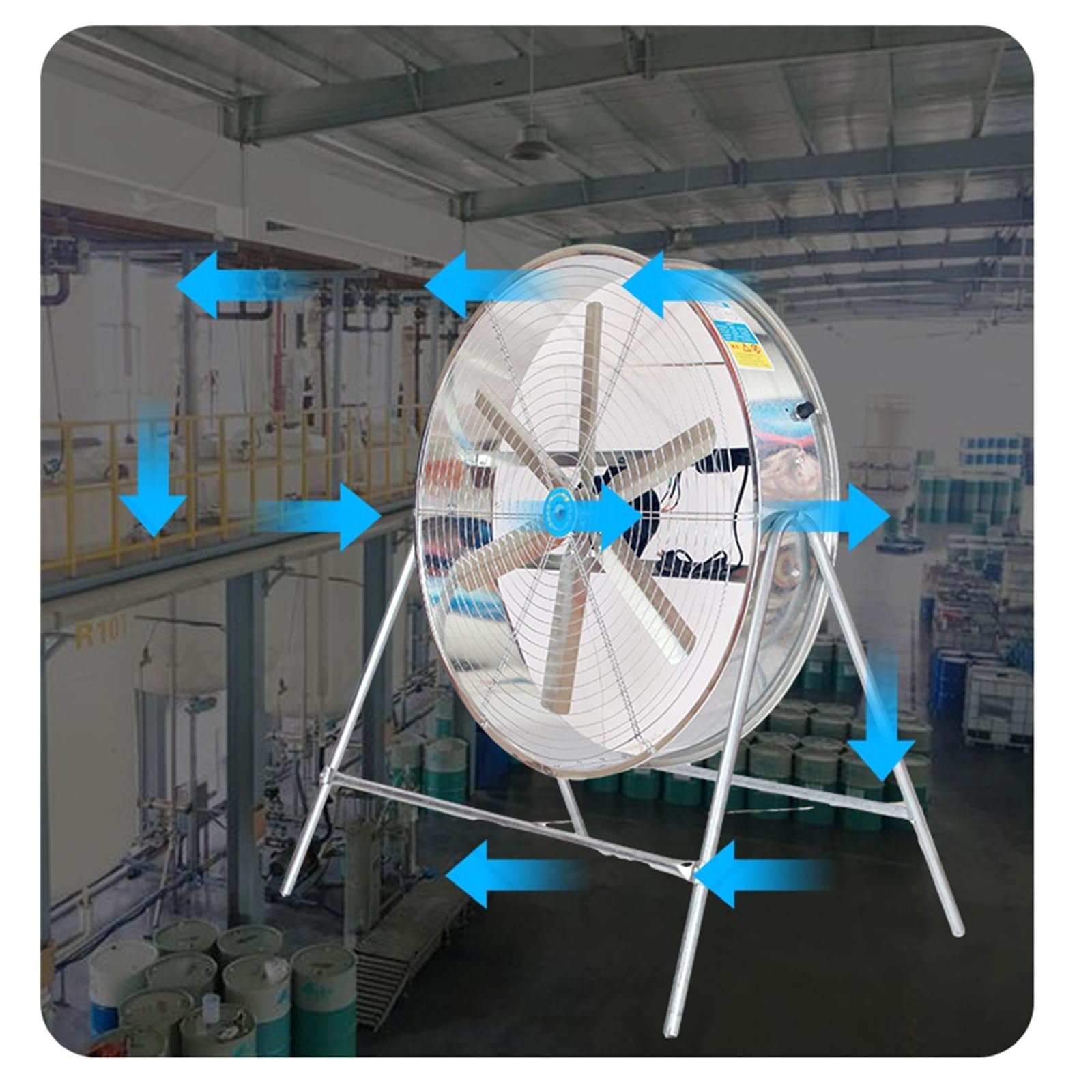 Ventilateur de sol industriel - Vitesse réglable avec support de poteau pour refroidissement d'usine et agricole