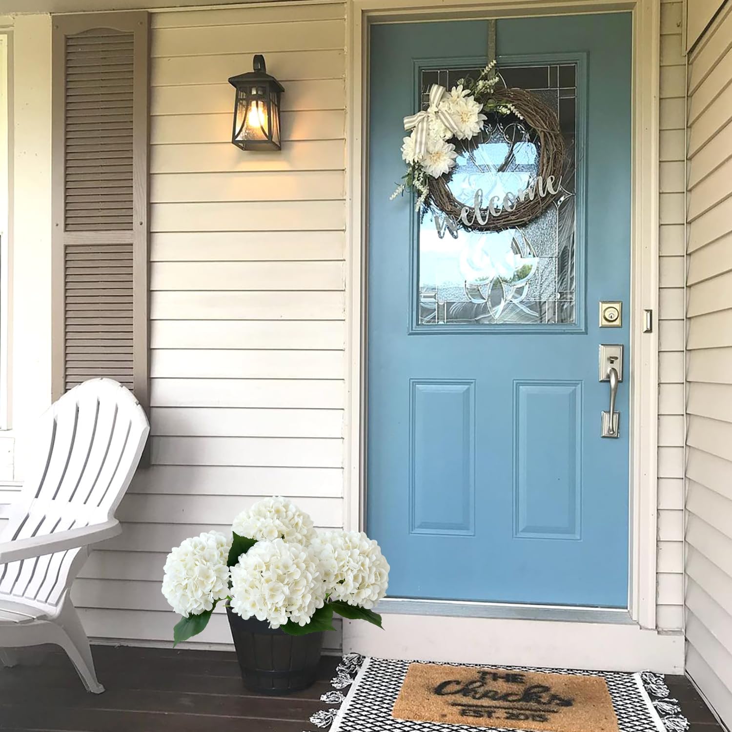 White Hydrangea Artificial Flowers, 4Pcs 22" Large Lifelike Faux Silk Flowers, Full Fake Artificial Hydrangeas with Stems for Bouquet Table Centerpieces Home Outdoor - Image 4