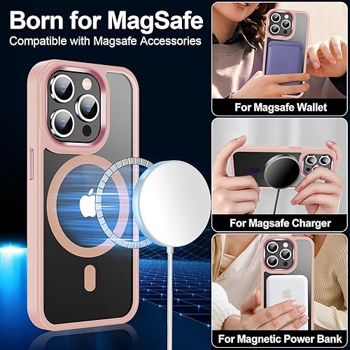 Miniatura 4 de MOZOTER Funda magnética 6 en 1 para iPhone 15 Pro, compatible con MagSafe, antiamarilleamiento, delgada, a prueba de golpes, cargador de batería,