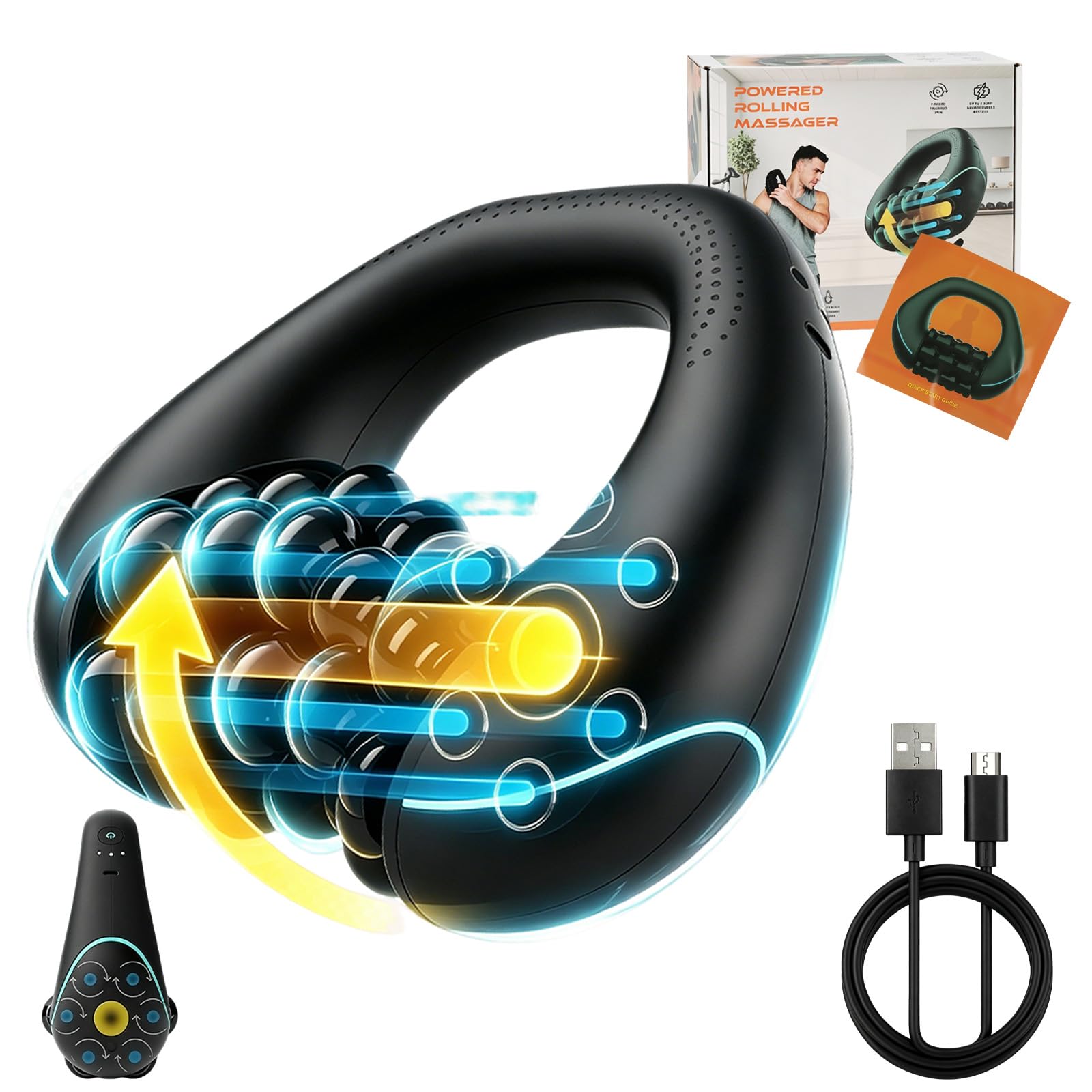 Masajeador eléctrico de mano, masajeador de percusión portátil de 3 velocidades, potente máquina de masaje recargable para tejido profundo, herramientas de masaje para alivio de todo el cuerpo