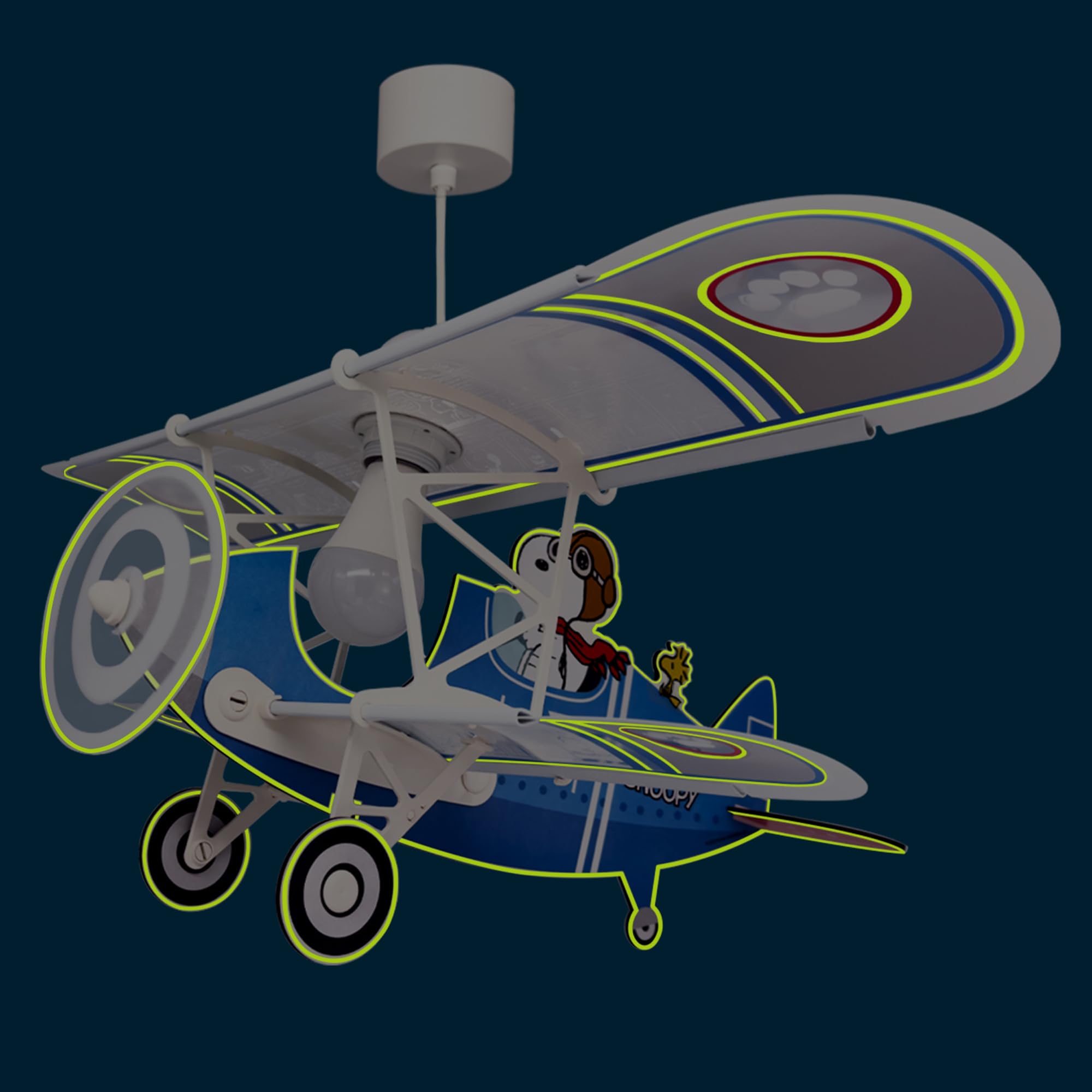 Dalber Lampe kinderzimmer, kinderlampe Pendelleuchte Hängelampe, Deckenleuchte Kinder, Deckenlampe kinderzimmer Flugzeug Snoopy, Deckenlampe Kinderzimmer, 54302, E27 15W LED, Blau | Hängelampe; Deckenleuchte; Kinderzimmer; E27 - 1 x 15W