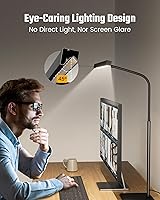 Vista 3 de SUPERDANNY Lámpara LED de escritorio para el hogar y la oficina, luz para el cuidado de los ojos con base, lámpara de 12W con control táctil, 3