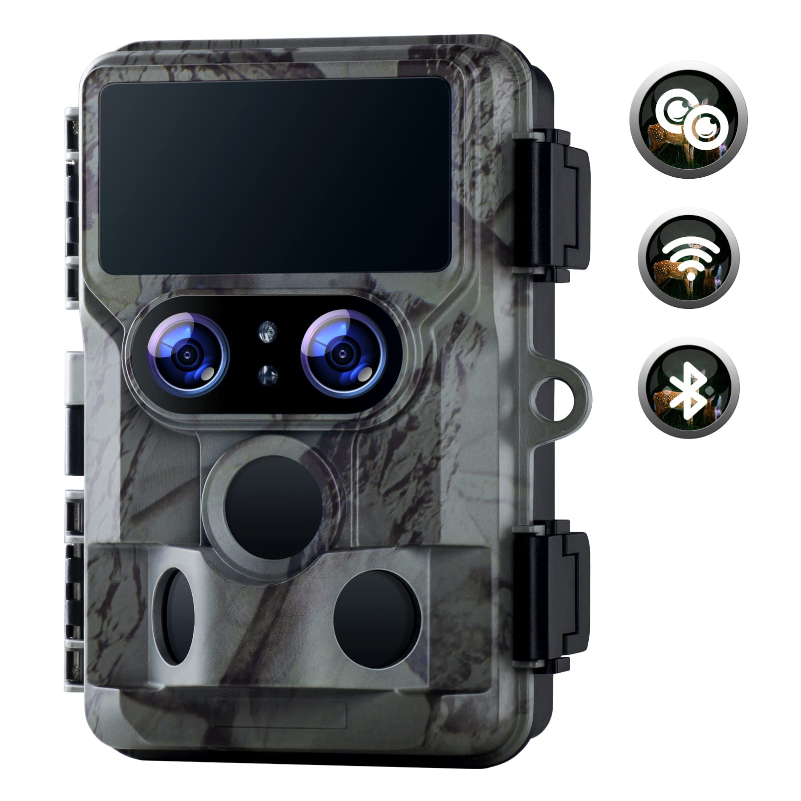 Voopeak Grey 4K Trail Camera With Starlight Night Vision, Dual Lens Wildlife Camera With Imx458 Sensor, 60Mp Photos & 30Fps Video, Wifi Bluetooth Hunting Cam For Outdoor Wildlife Monitoring