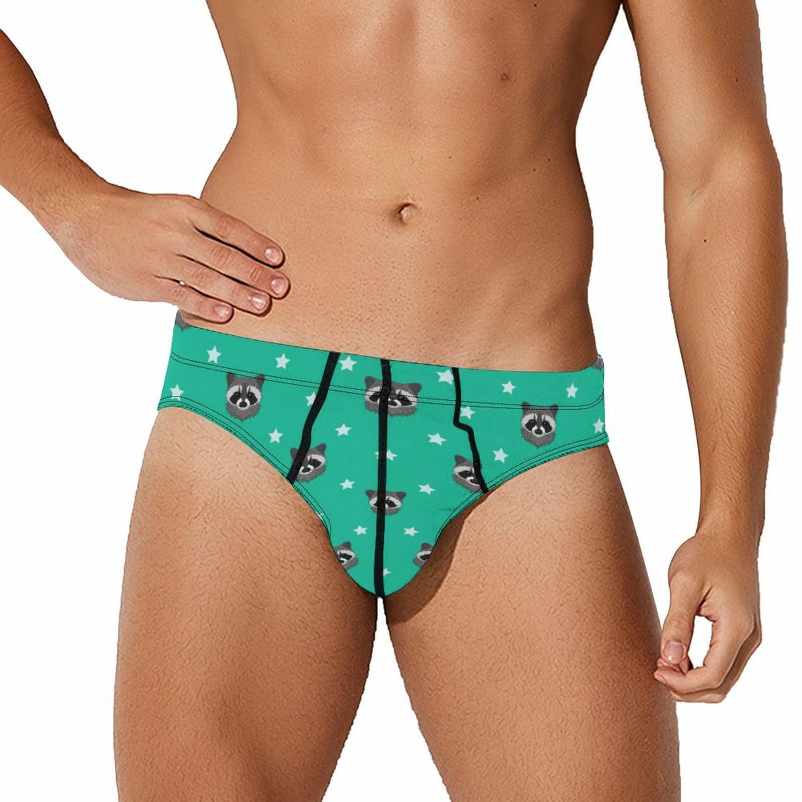 Ahdyr Men's As Pic Beautiful Raccoons Underwear Briefs Breathable Underpants With Stretch Waistband