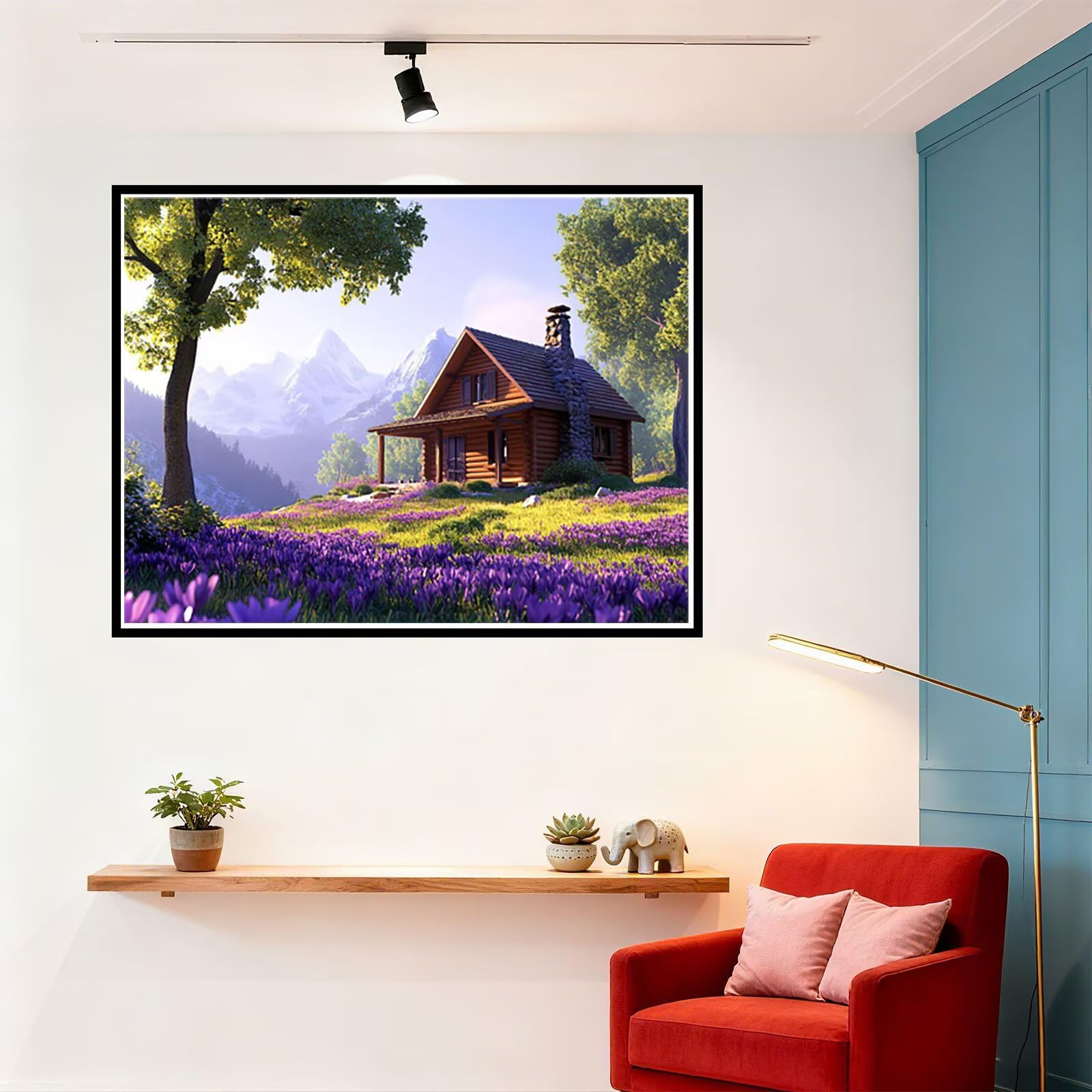 Kabine Malen Nach Zahlen Erwachsene Landschaft Malen Nach Zahlen Kinder ab 7, DIY Set Erwachsene Bastelsachen Kreativ Set für Kinder Geschenke für Männer, Weihnachten Halloween Deko 60x80cm H - 666