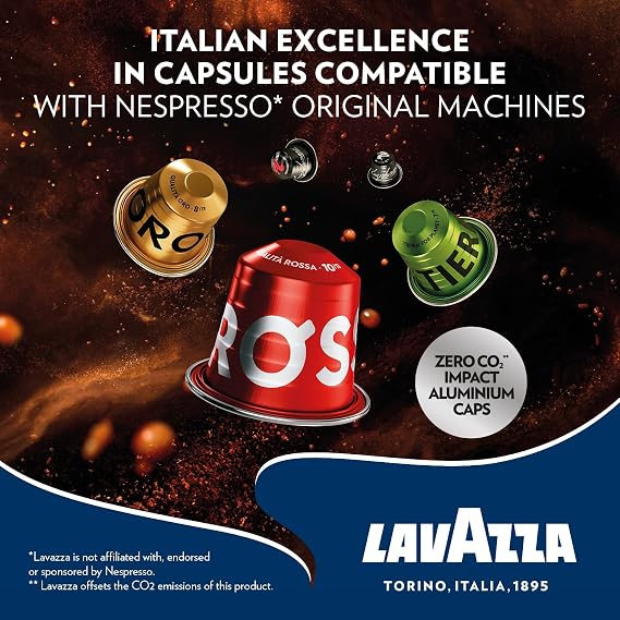 Lavazza, Qualità Oro, Nespresso Compatible Aluminium Capsules, 10 Packs of 10 Capsules