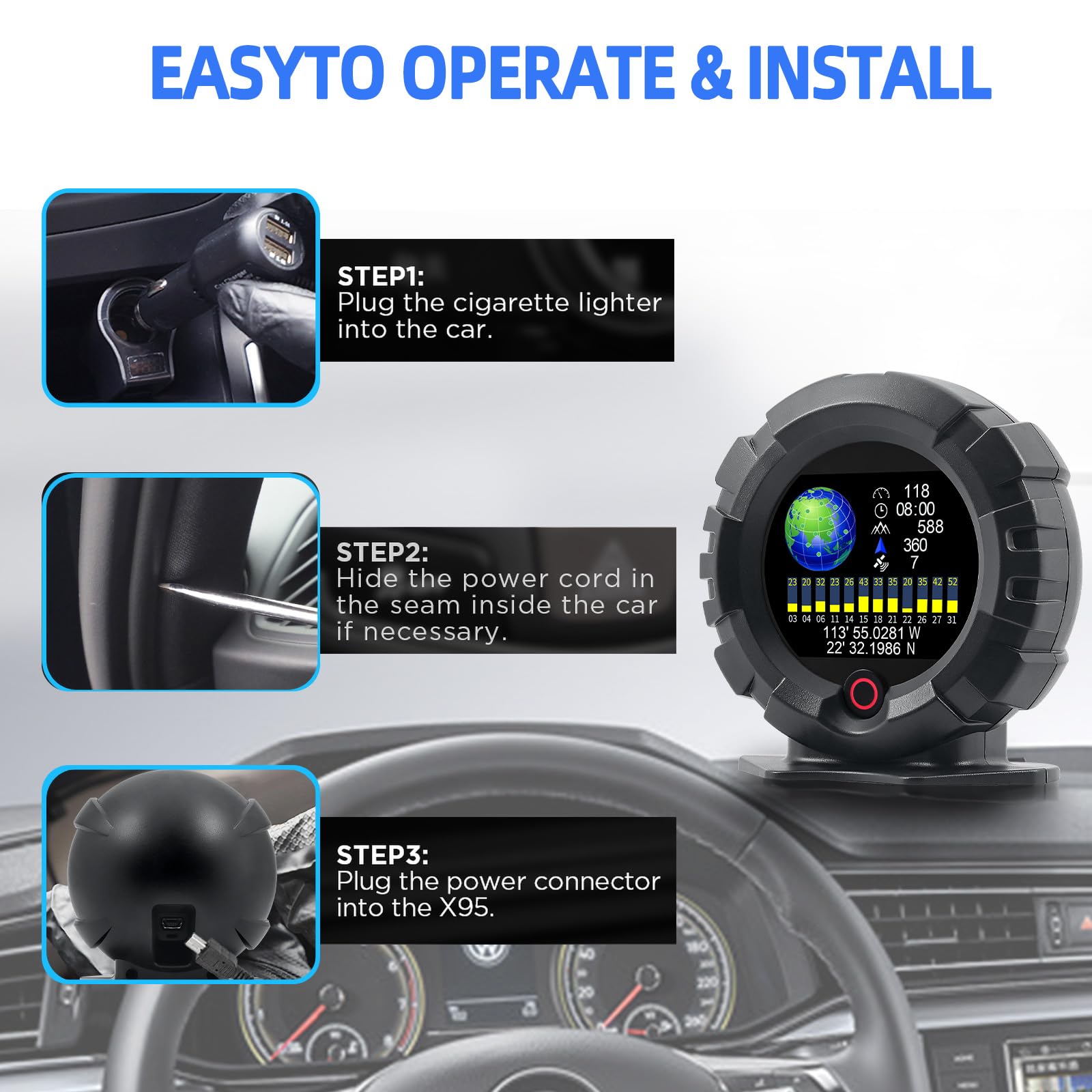 Head Up Display Auto GPS HUD 4x4 off-Road Inclinometro Angolo di Pendenza velocità Satellite Timing Accessori Multifunzione