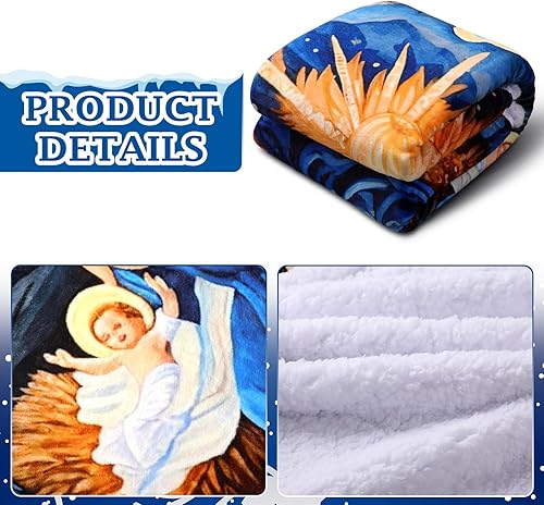 Miniatura 3 de Manta de Navidad de Jesús, regalos cristianos para mujeres, manta de franela de Navidad de 50 x 60 pulgadas, manta religiosa impresa, manta cálida y