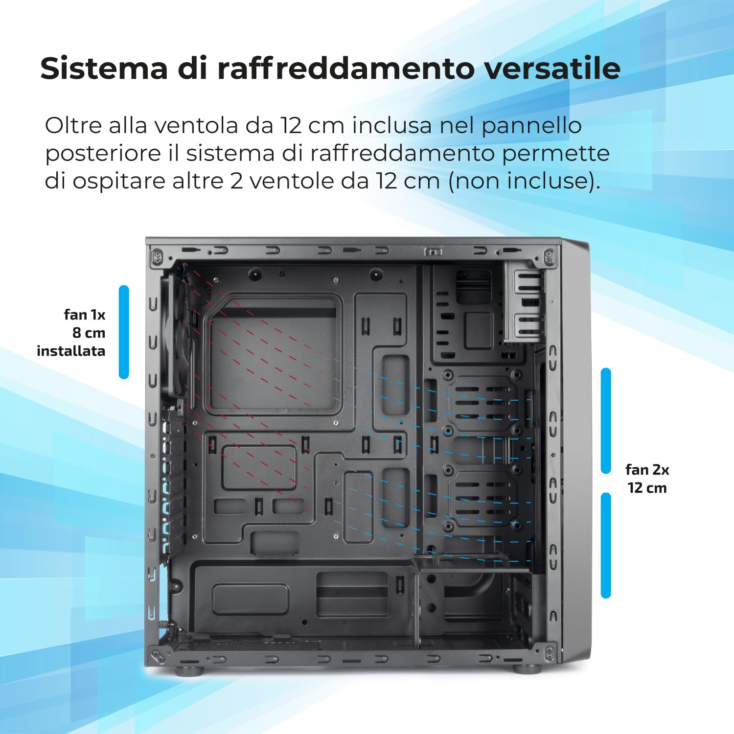 VulTech VCO-A2699 Case ATX senza Alimentatore, Computer Case compatto, Compatibile con MicroATX 1x USB 3.0, 2x USB 2.0, colore nero