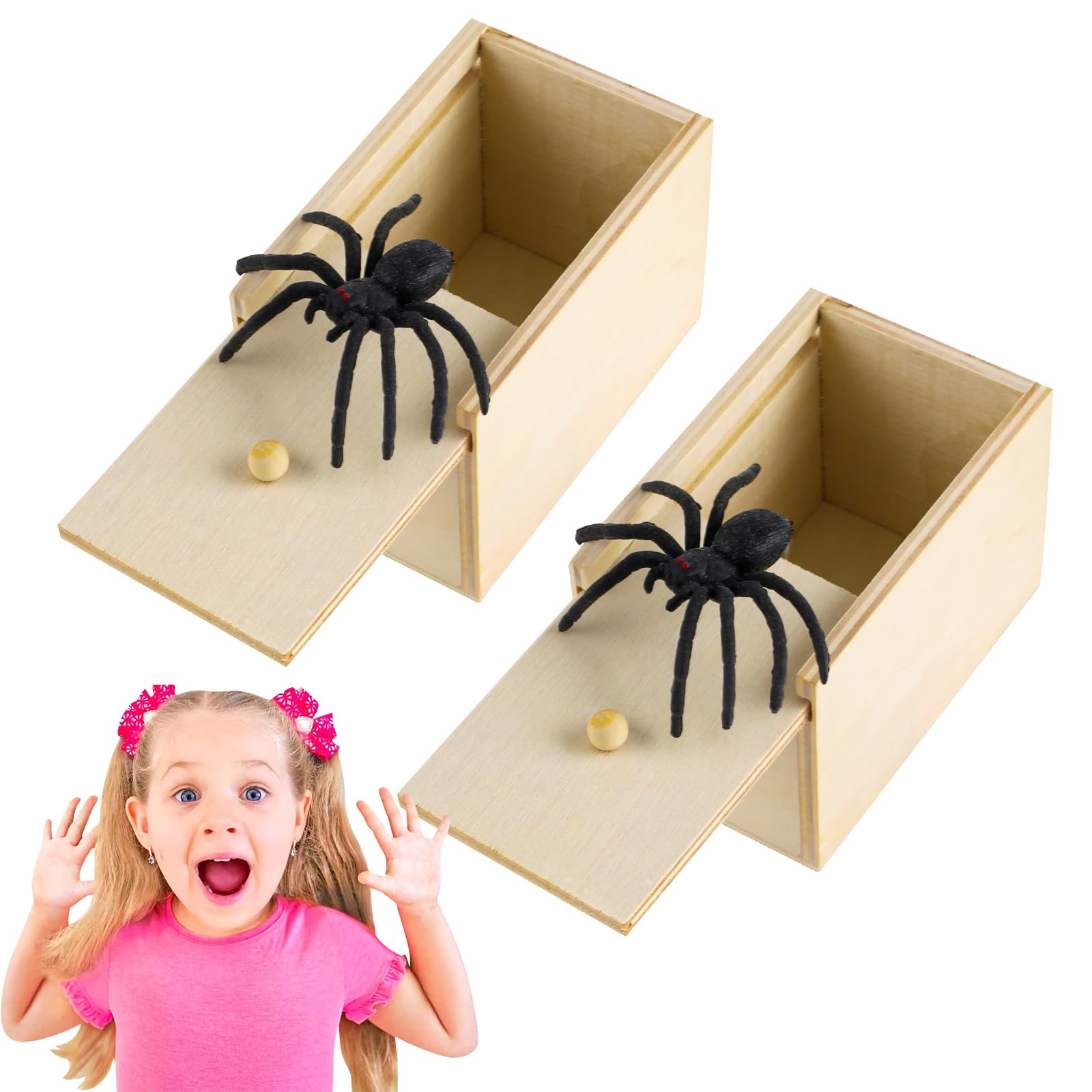 Trukafie 2 Stück Spinnenkasten, Streich Spindel-Creme-Box, Spinnenspielzeug, Spinnenspiel für Geschenk, Halloween-Spielzeug