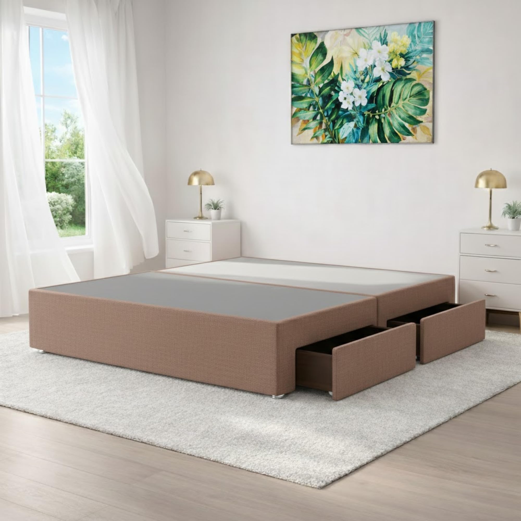 5FT Luxury Mink Plush Divan King Size Bed Base | Solid & Affordable Bedroom Bed Base for You | Without Storage Drawers