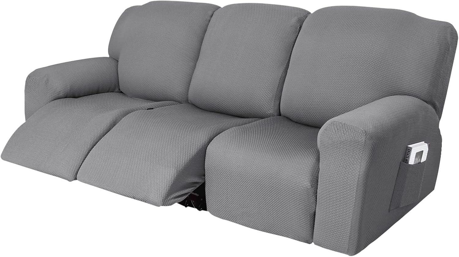 Stretch Recliner Chair Cover Armchair Covers with Pockets Spandex 1/2/3 Seater Couch Covers Furniture Cover for Living Room Sofa Cover (3 Seater,Grey)