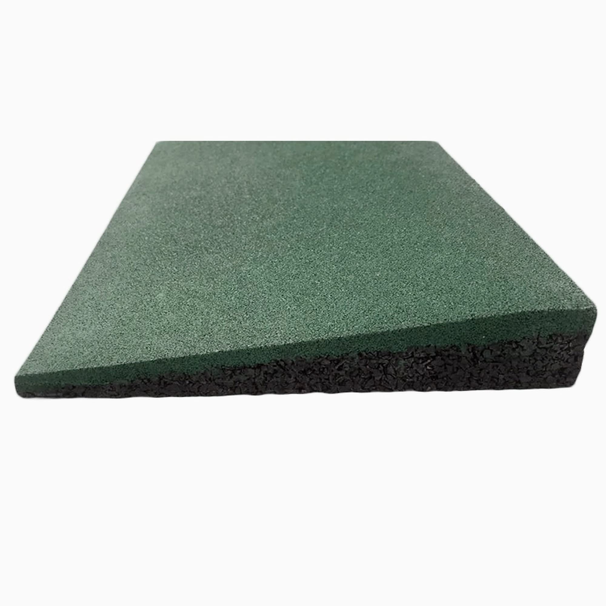 Lestare | Loseta de Caucho Cuadrada | Loseta de amortiguación para Gimnasio y Crossfit | 50cm x 25cm | Espesor 40mm | Modelo Biselado | Color Rojo, Verde o Negro (Modelo Biselado Verde)
