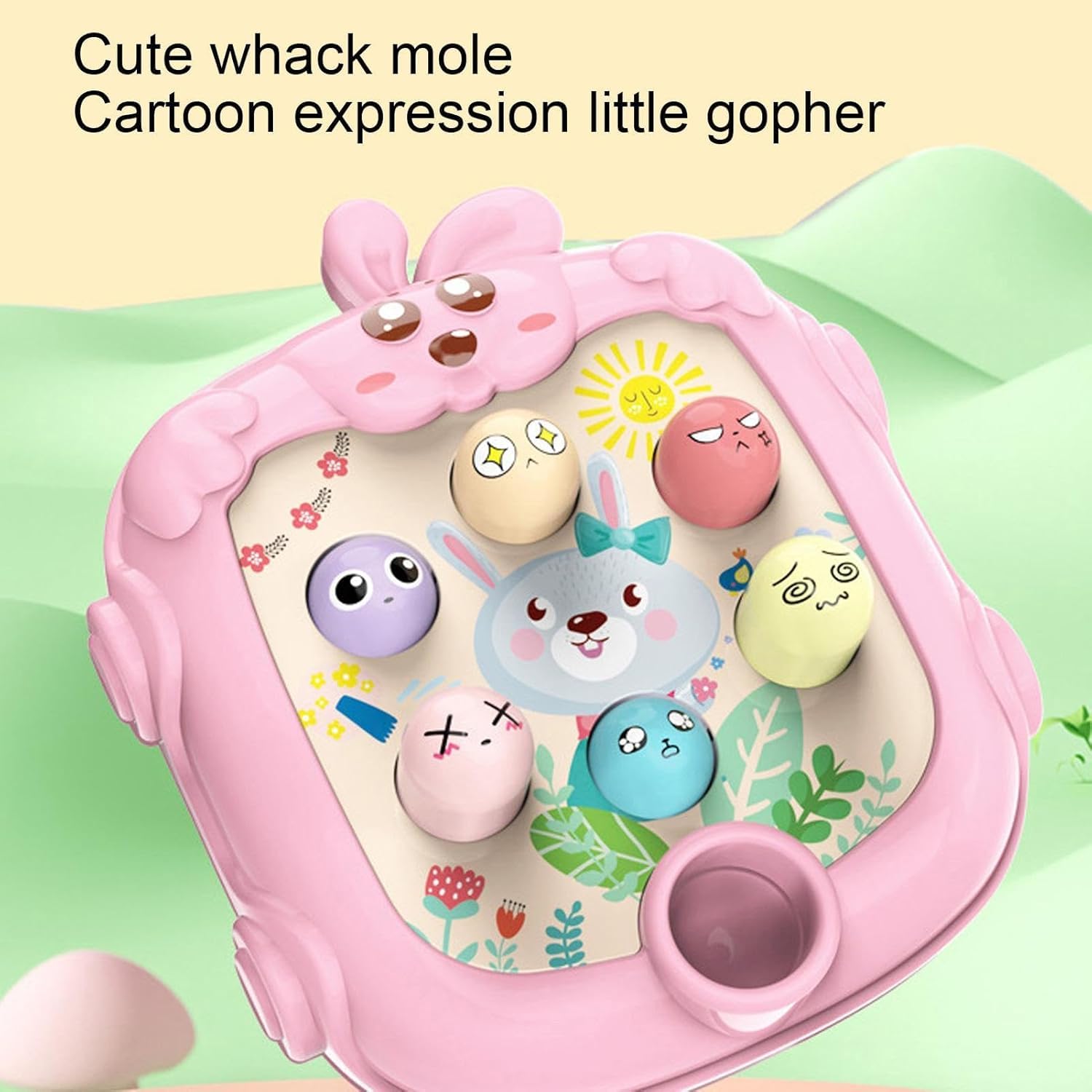 BeFunky Whack Game Mole - Interactive Fidget Toy and Game for Toddler | Cartoon Bunny Design Hammering and Pounding Toys with Hammer (Pink) - Image 5 thumbnail