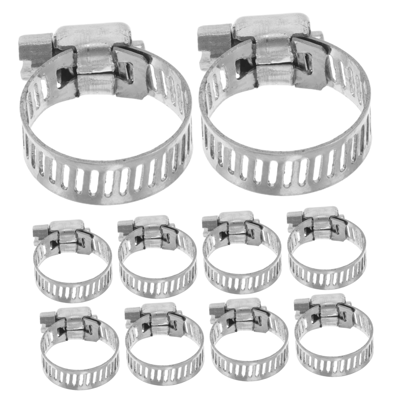 Luxshiny 10pcs Steel Hose Clamps Durable Fasteners for Automotive Water Hoses Applications Versatile Metal Holders for Secure Connections Heavy Duty Design for Use