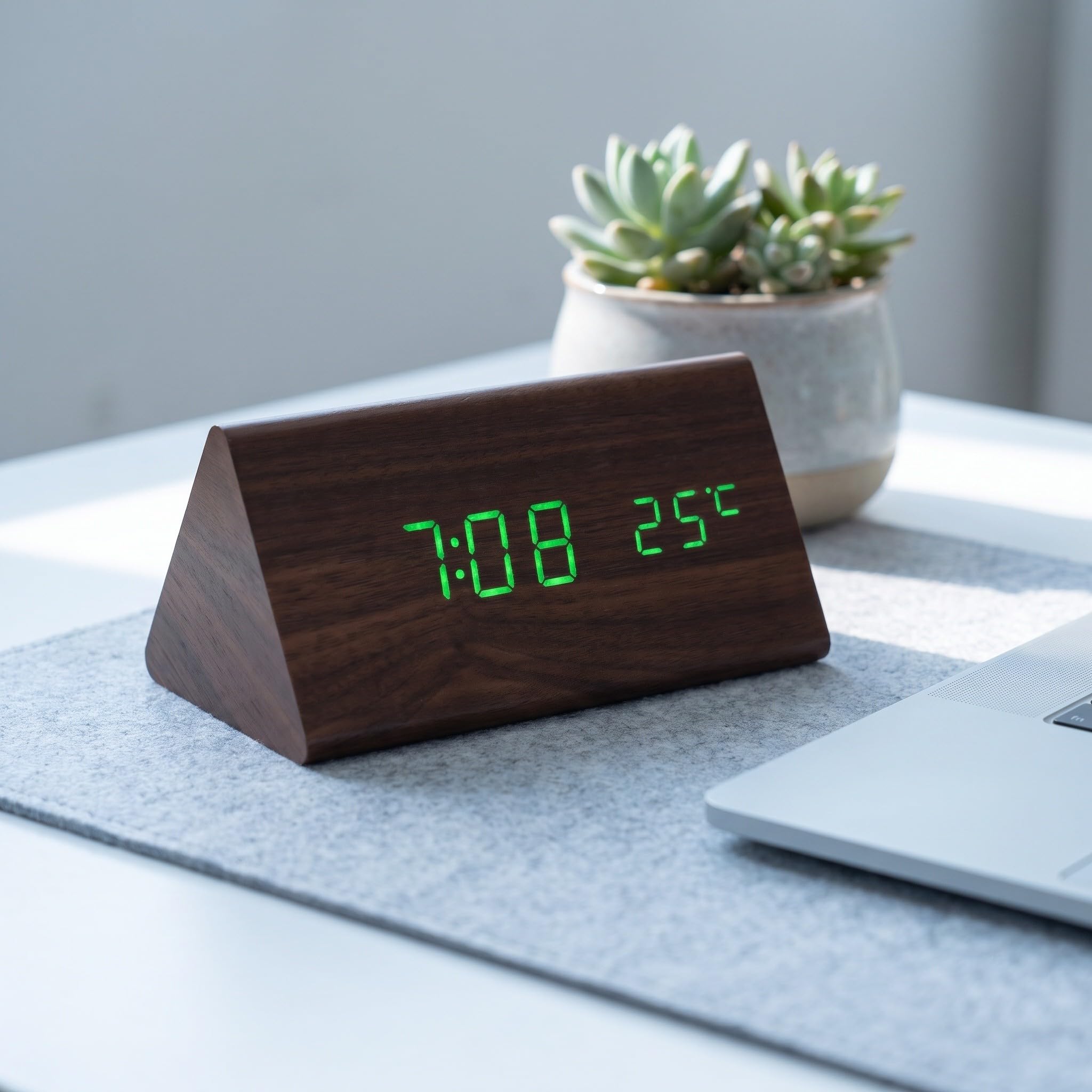 Zerodeko Reloj Despertador Digital, Reloj LED Triangular silencioso con luz