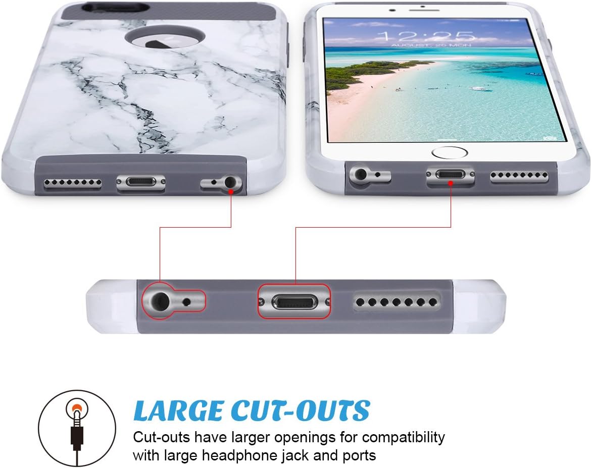 ULAK iPhone 6 Plus Case, iPhone 6s Plus Case, Slim Dual Layer Protection Scratch Resistant Hard Back Cover Shock-Absorbant TPU Bumper Case for Apple iPhone 6/6S Plus 5.5 inch, Artistic Marble