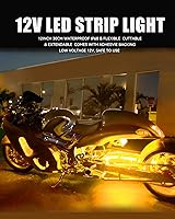 Vista 3 de Tiras de luz LED para coche de 12" Tiras de luz LED ámbar conectables para coches, motocicletas, carritos de golf, barcos, marina, impermeables