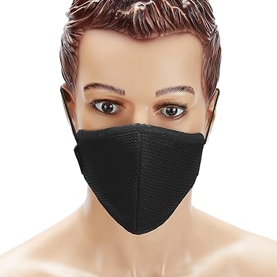 Safari Face Mask (Pack of 3 - BLACK Colour), AIR PRO 100% Cotton Face Mask for Men and Women, 6 Layer Breathable Facial Ma...