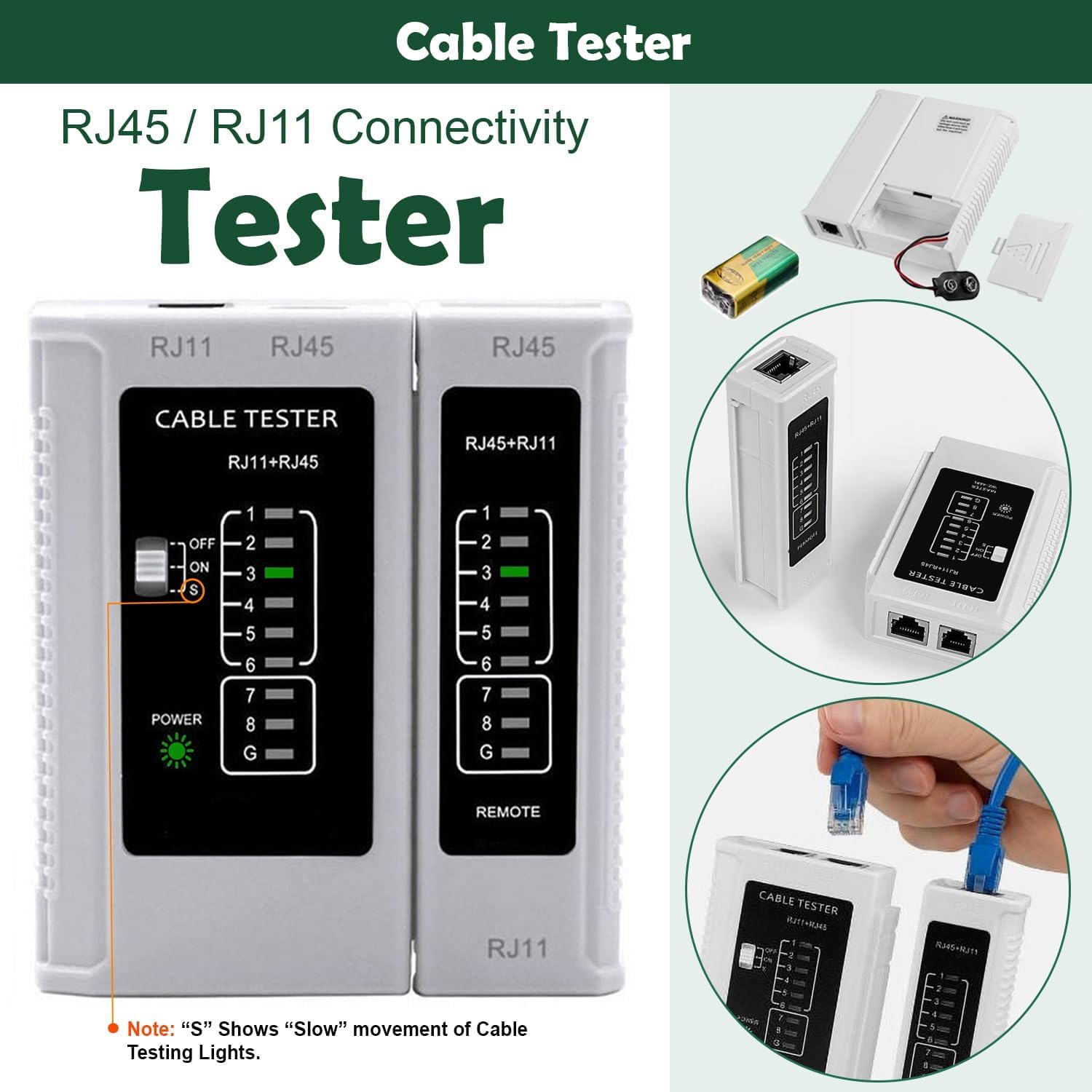 Pinza crimpatrice pass-through RJ45 con tester per cavi, crimpatrice Ethernet per connettori Cat5, Cat5e, Cat6, spellafili per cavi di rete, strumento di crimpatura per installazione LAN e riparazione