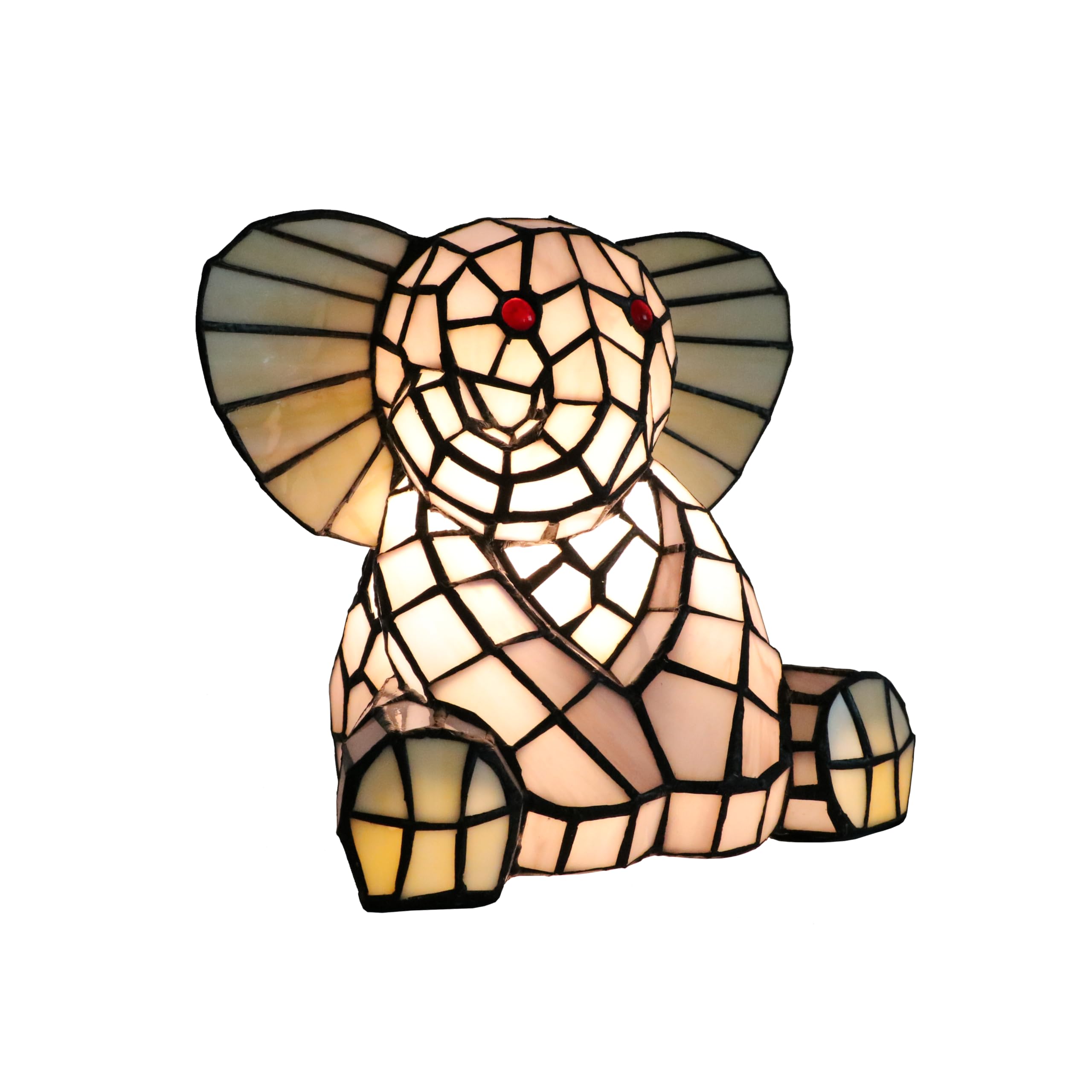 Tiffany Table Lamp, Stained Glass Elephant Children's Room Night Light, Small Table Lamp for Bedroom, Dining Table Lamp, Decorative Lights for Living Room